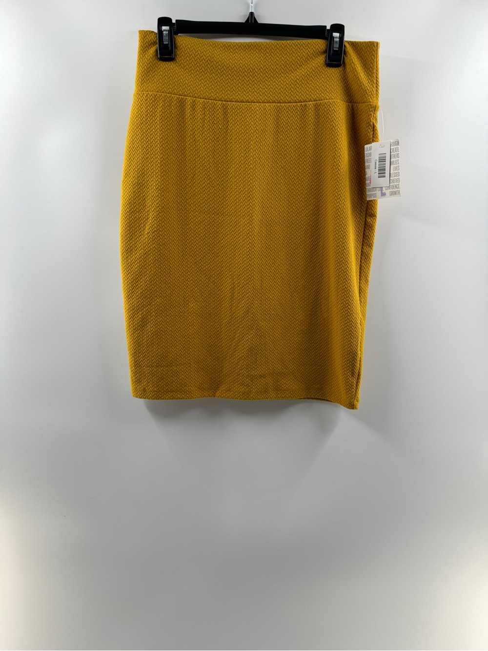 NWT LuLaRoe Cassie Mustard Yellow Textured Pencil Skirt – Women's Large